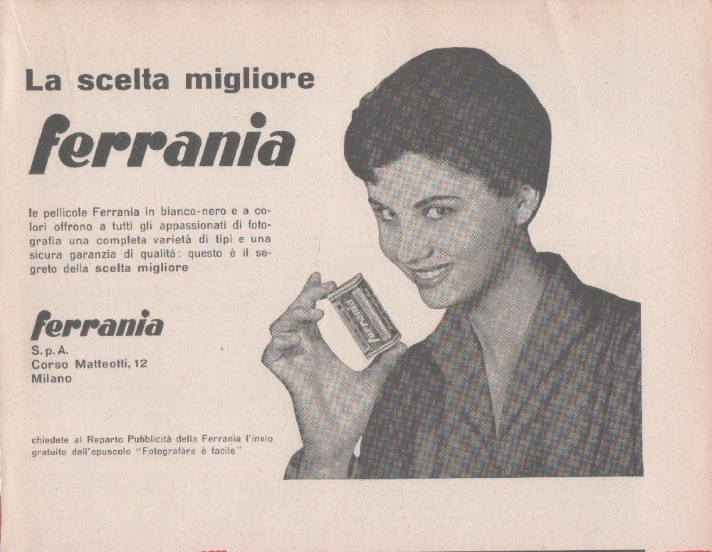 La scelta migliore Ferrania. Pubblicità 1958