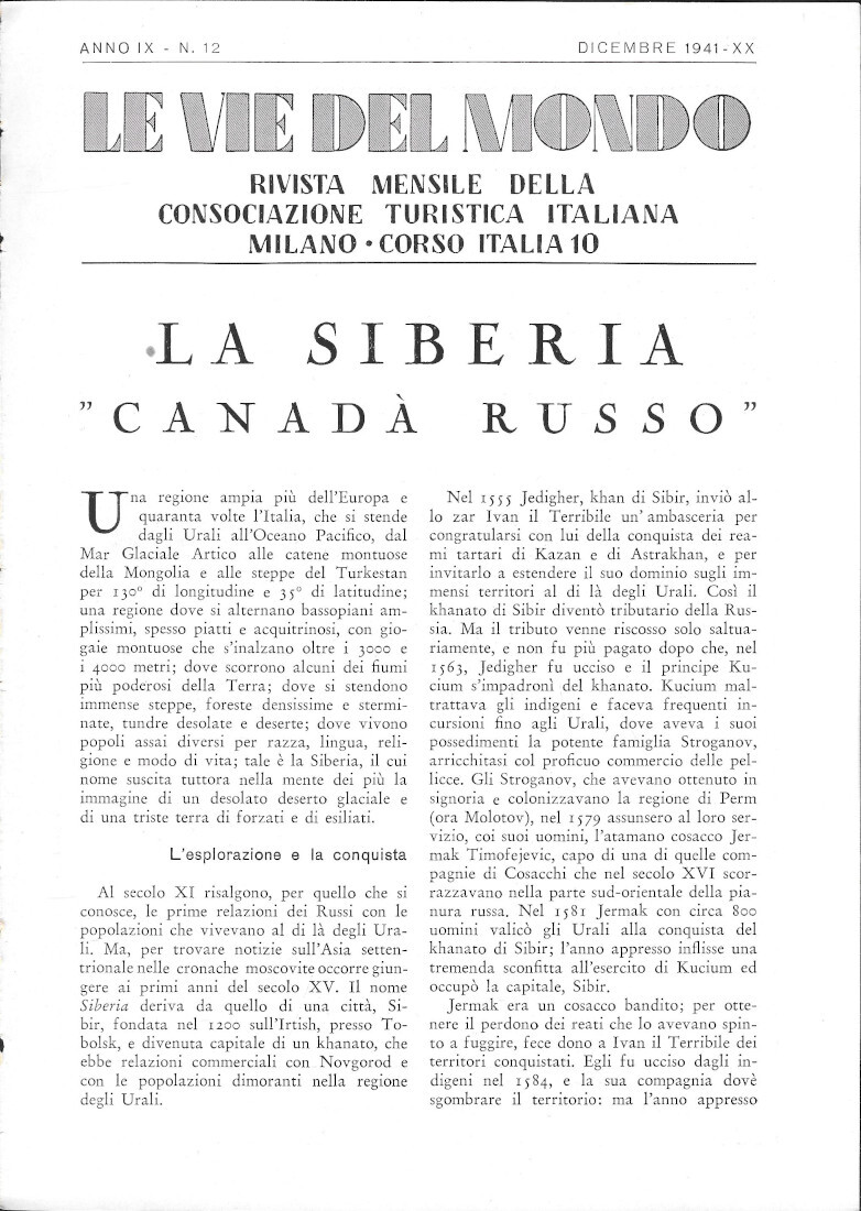 La Siberia "Canadà russo" - Estratto 1941