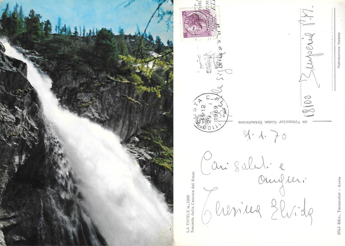 La Thuile (AO). Seconda cascata del Rutor. Viaggiata 1970