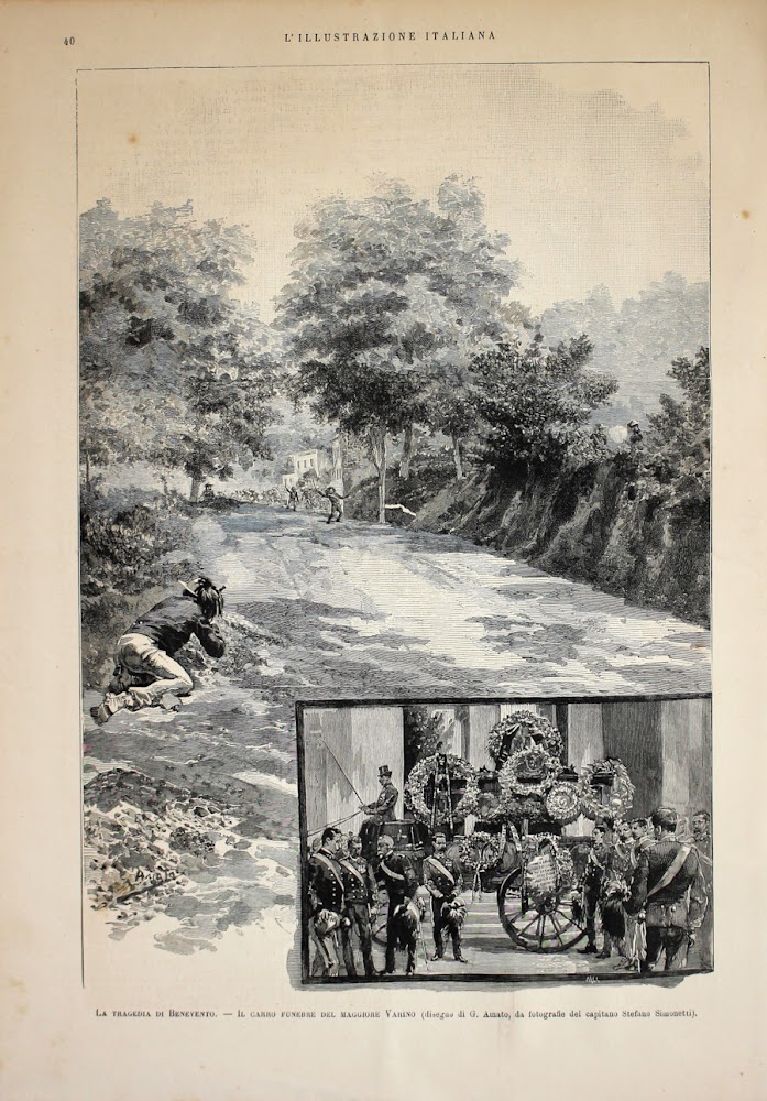 La tragedia di Benevento, Carro funebre del Maggiore Varino. Stampa …