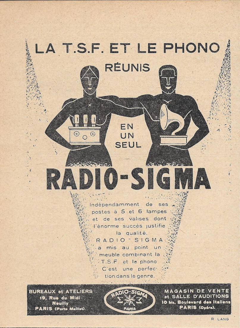 La TSF et le Phono Radio-Sigma - Advertising 1924