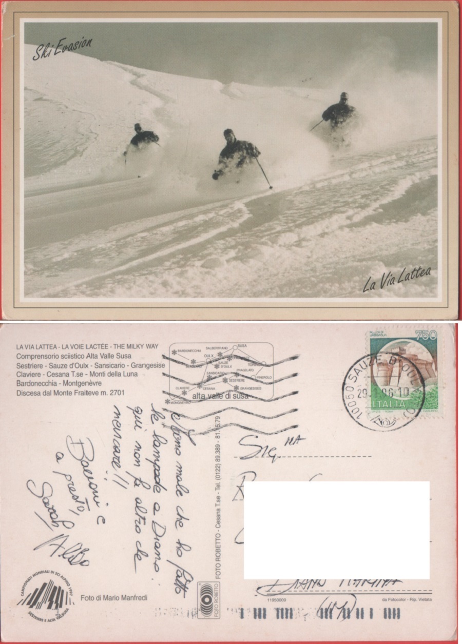 La Via Lattea. Comprensorio sciistico Alta Valle Susa. Viaggiata 1996