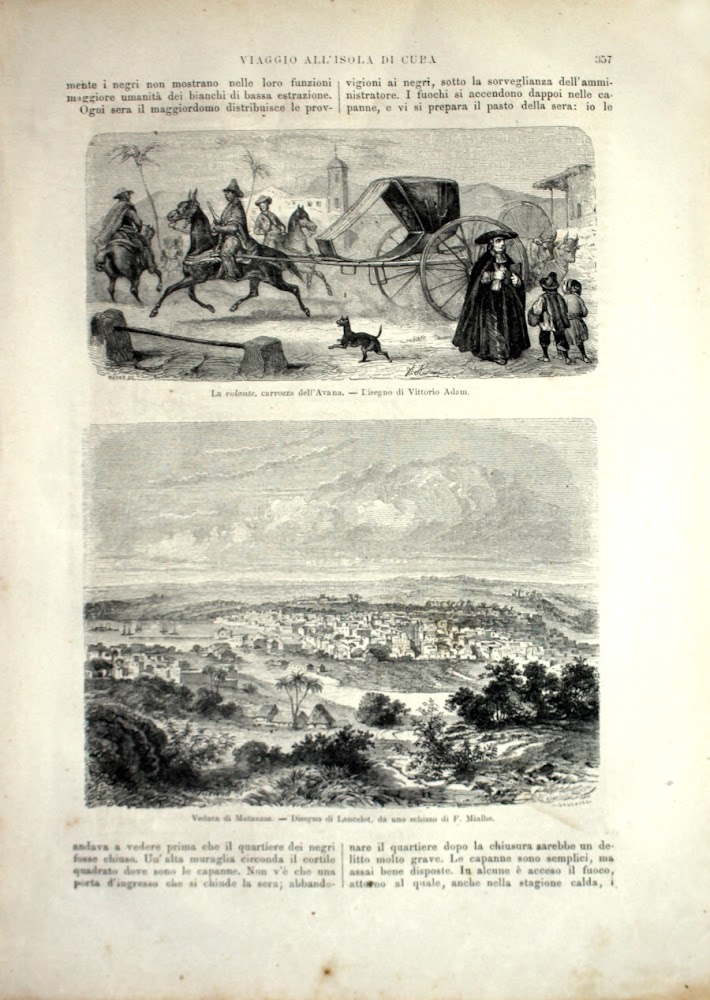 La volante, carrozza dell'Avana; Veduta di Matazas. Stampa 1864