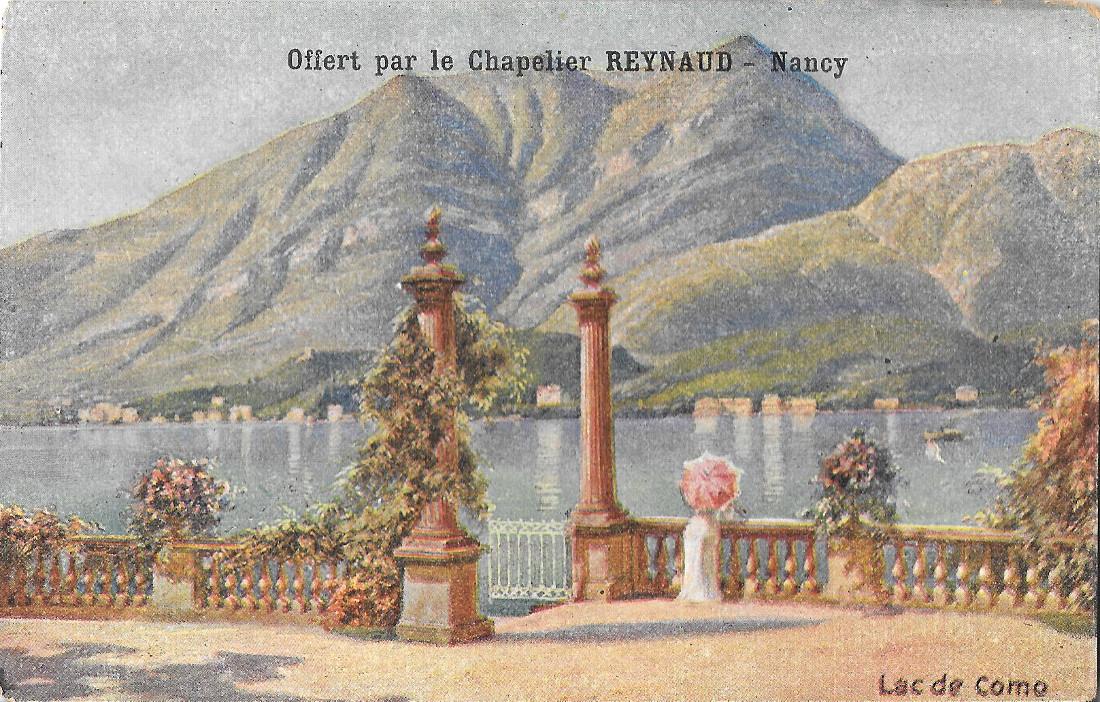 Lac de Como. Offert par le Chapelier Reynaud. Nancy. Non …