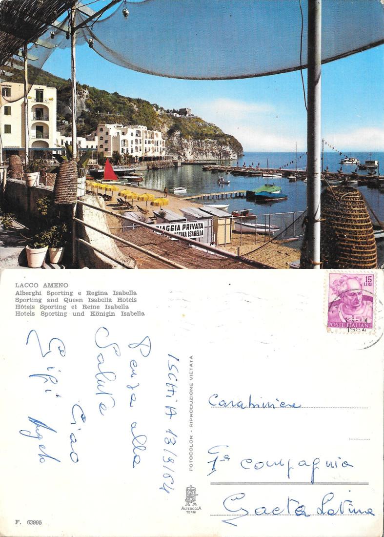 Lacco Ameno. Alberghi Sporting e Regina Isabella. Viaggiata 1964