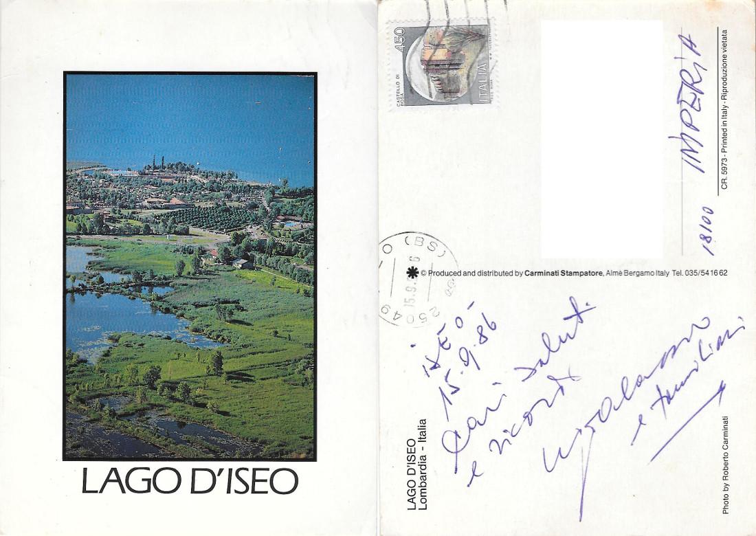 Lago d'Iseo. Viaggiata 1986