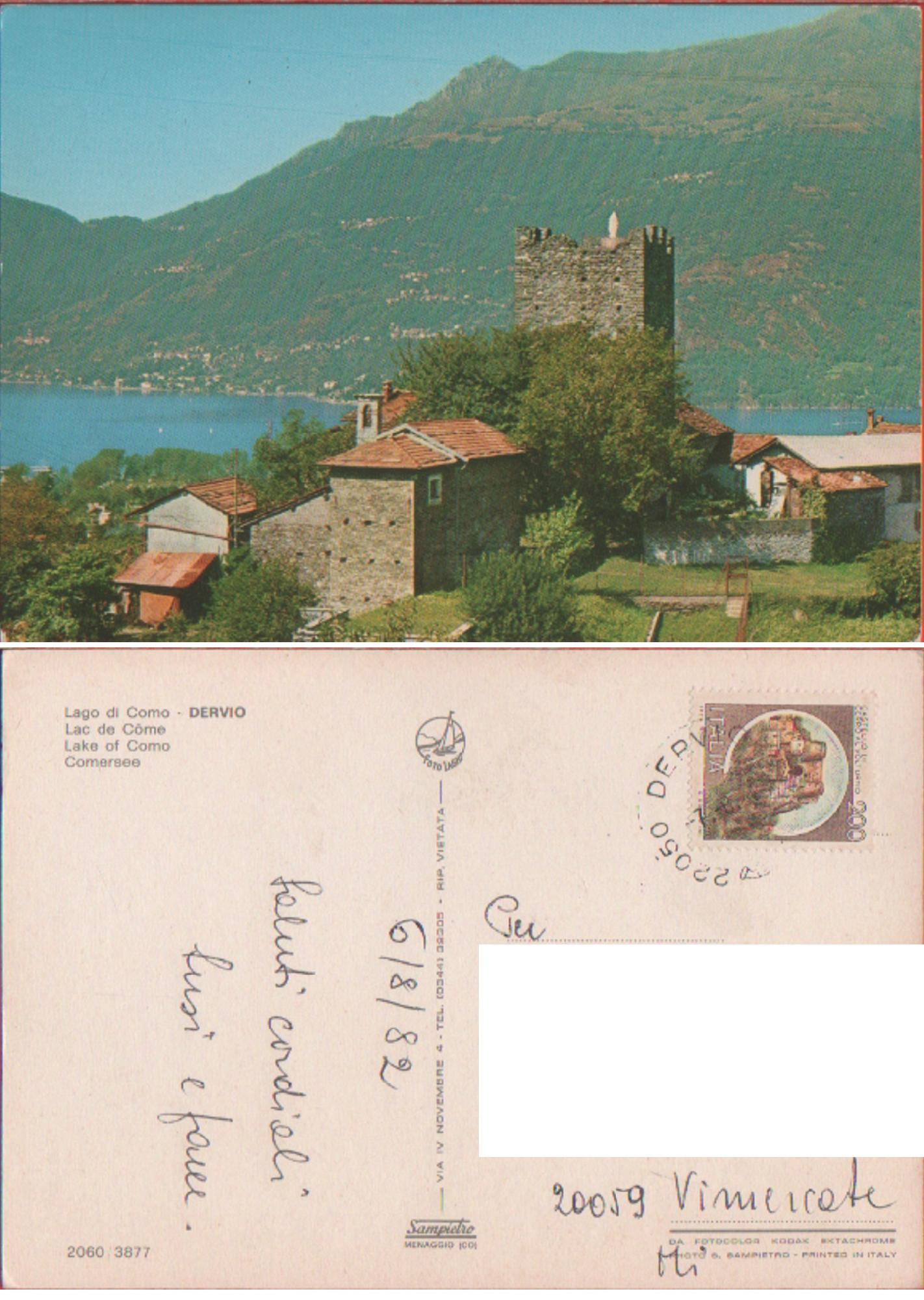 Lago di Como. Dervio. Viaggiata 1982