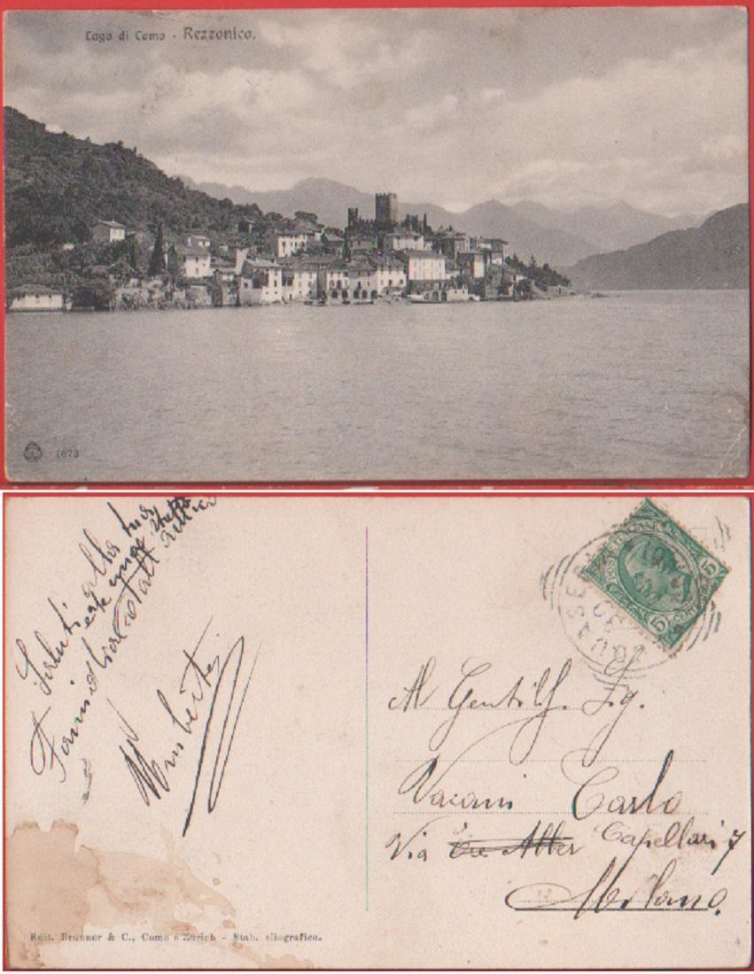 Lago di Como. Rezzonico. Viaggiata 1909