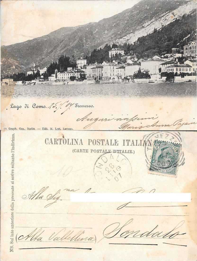 Lago di Como. Tremezzo. Viaggiata 1907