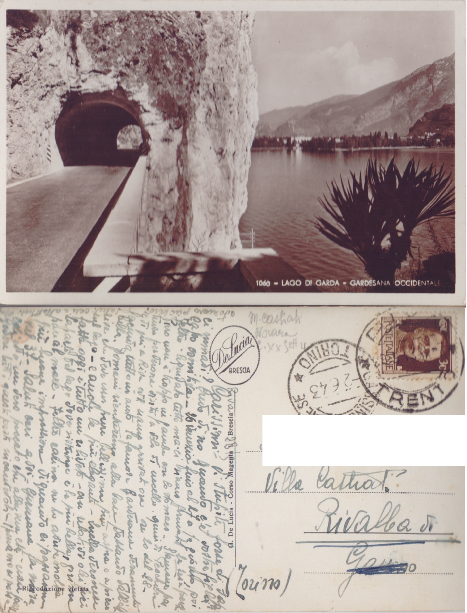 Lago di Garda. Gardesana occidentale. Fotografica. Viaggiata 1943