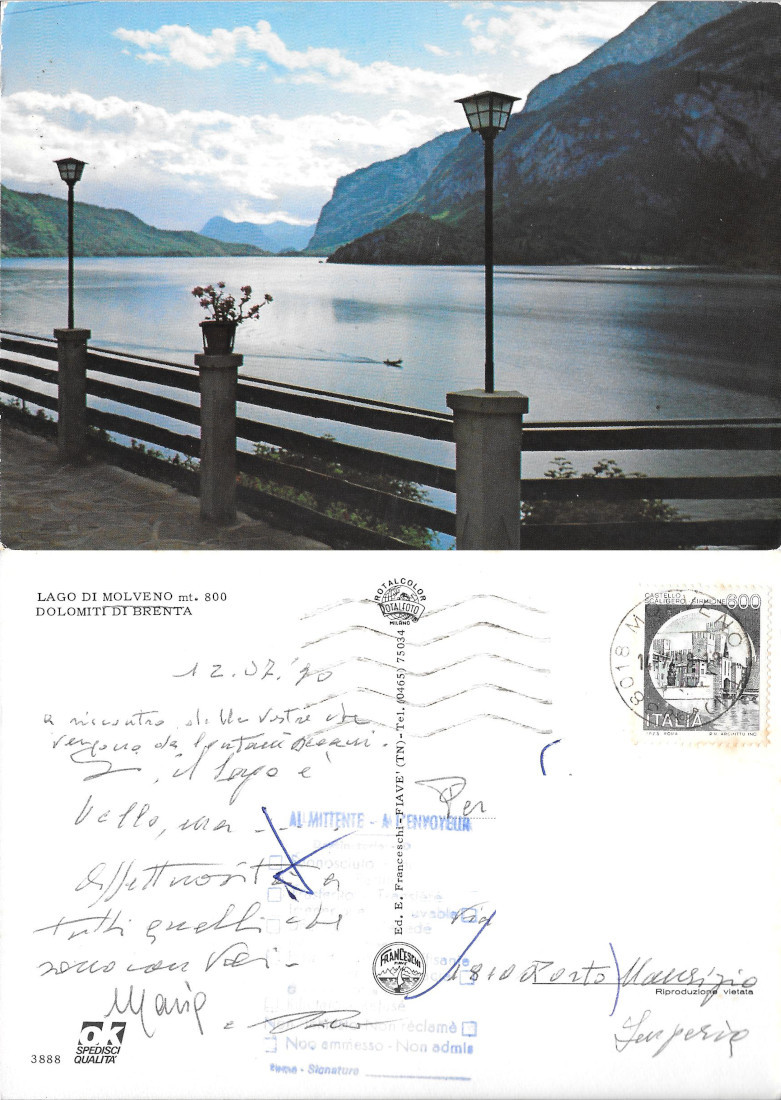 Lago di Molveno. Dolomiti di Brenta - Viaggiata 1990