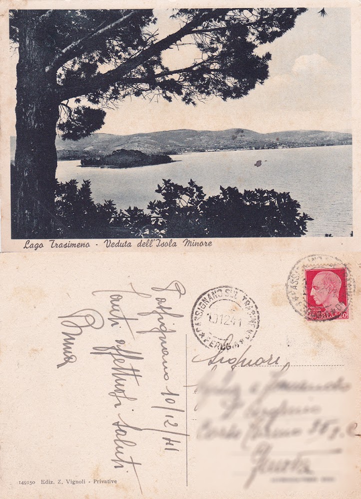 Lago Trasimeno (PG). Veduta dell'Isola Minore. Viaggiata 1941