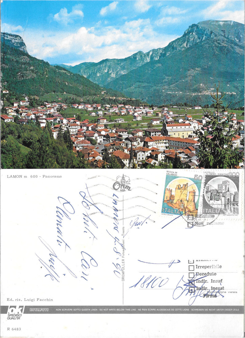 Lamon. Panorama - Viaggiata 1990