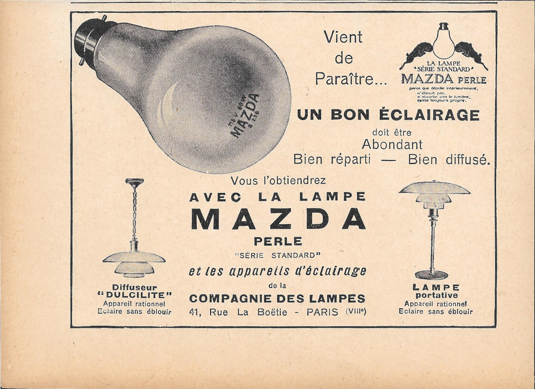 Lampe Mazda Perle - Advertising 1928