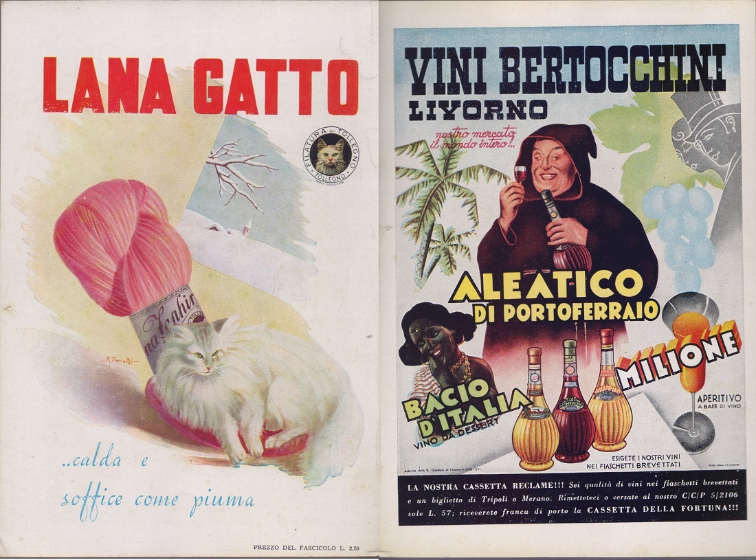 Lana Gatto / Vini Bertocchi. Advertising 1938