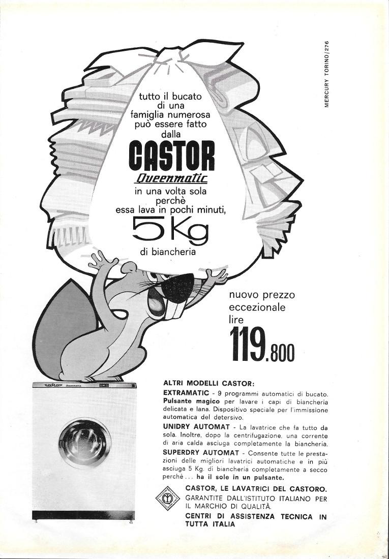 Lavatrice Castor Queenmatic. Advertising 1963