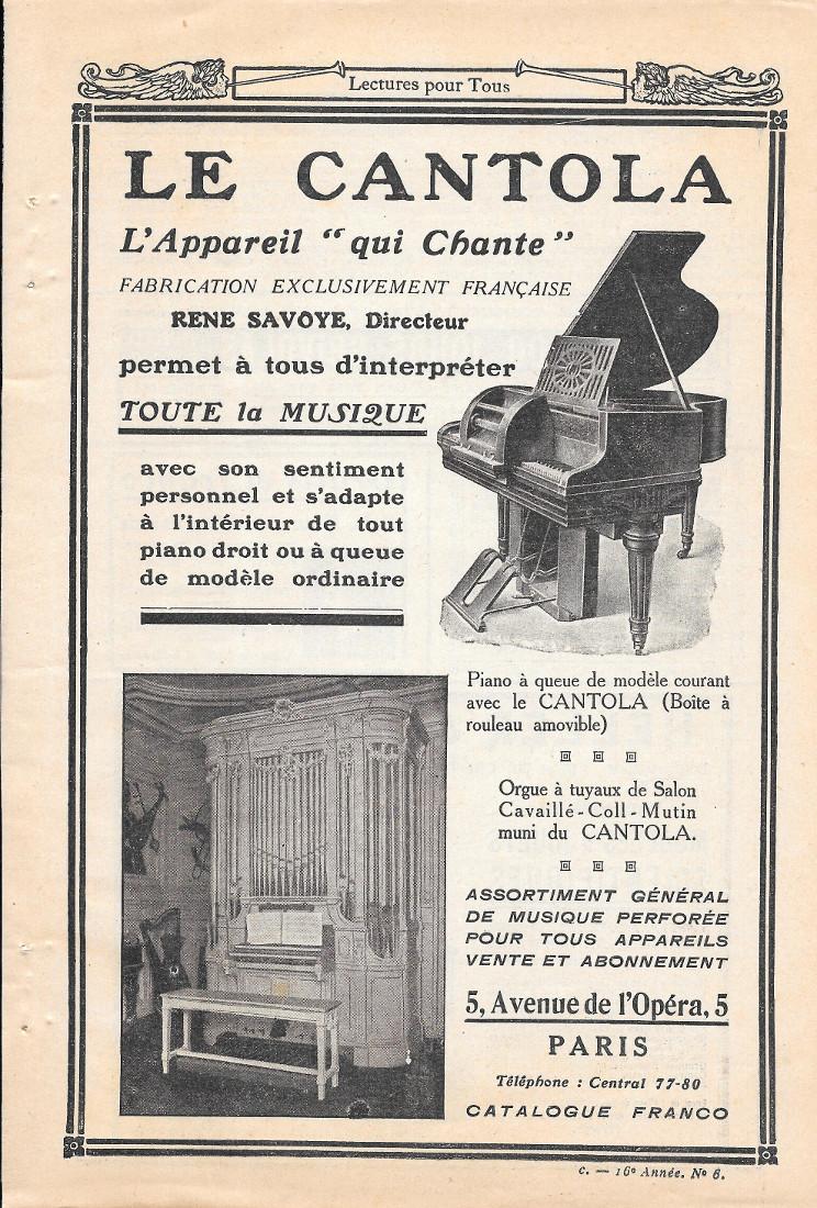 Le Cantola. L'appareil qui chante. Pubblicita 1914