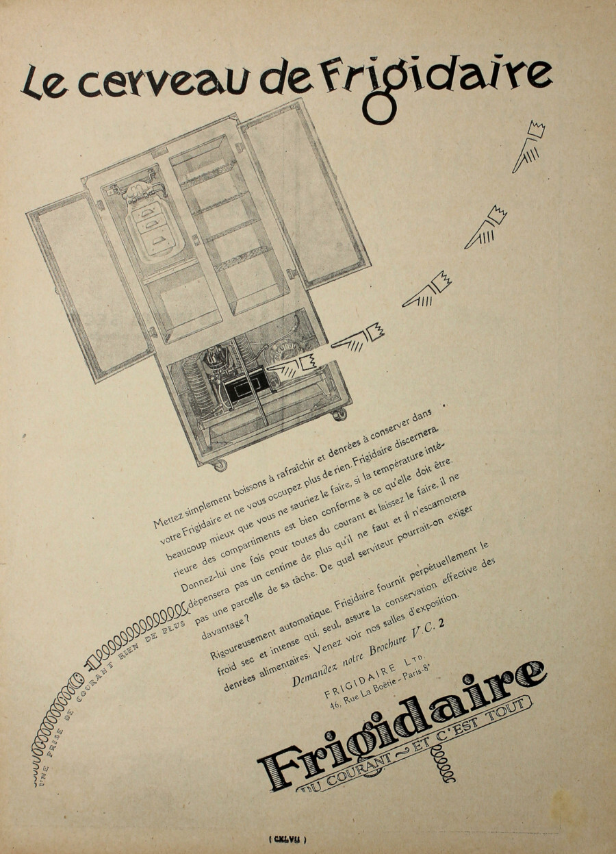 Le cerveux de Frigidaire. Advertising 1927