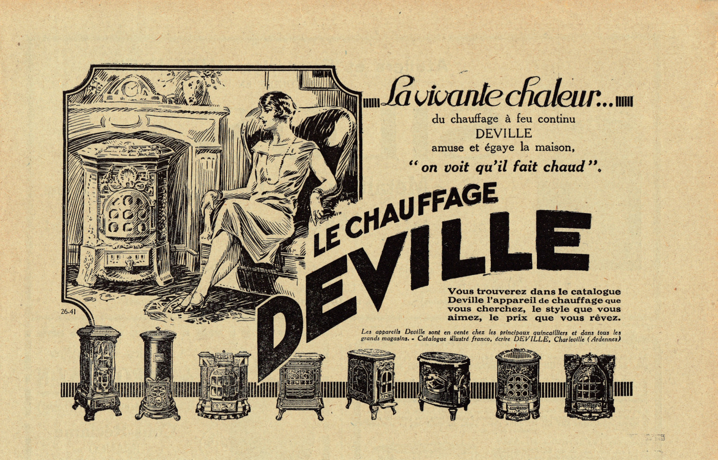Le chauffage Deville. Advertising 1926