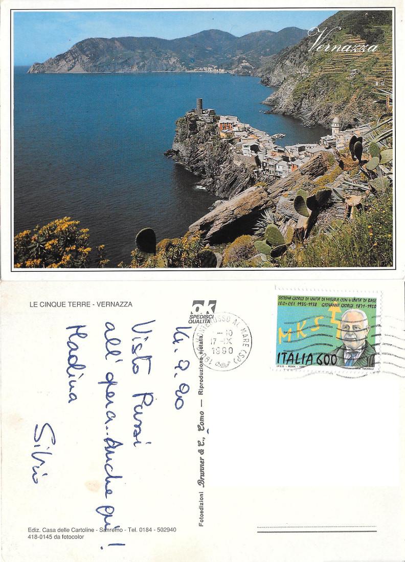 Le Cinque Terre. Vernazza (SP). Viaggiata 1990