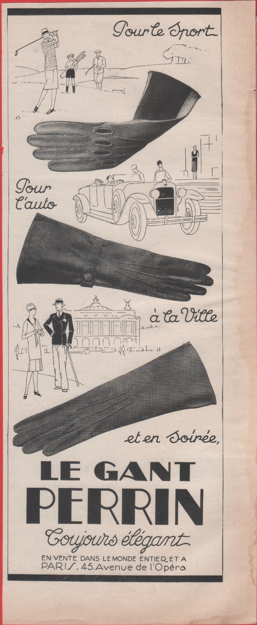 Le gant Perrin. Advertising 1926