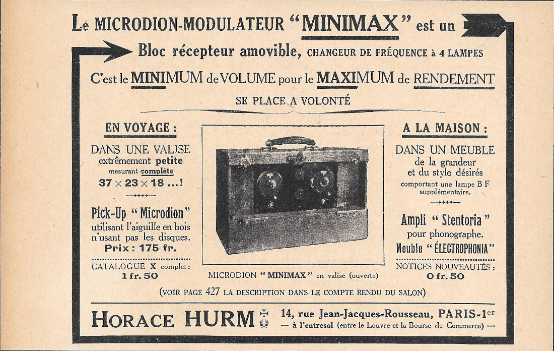 Le Microdion Modulateur Minimax - Advertising 1928