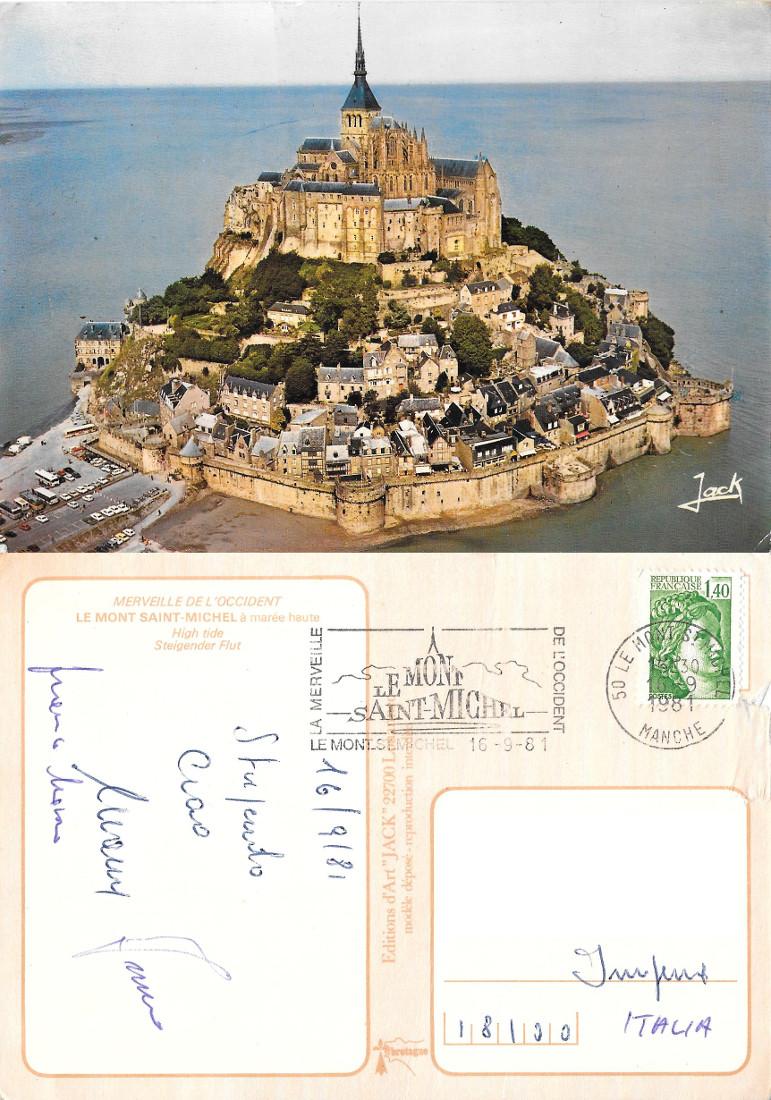 Le Mont Saint Michel à marée haute. viaggiata 1981
