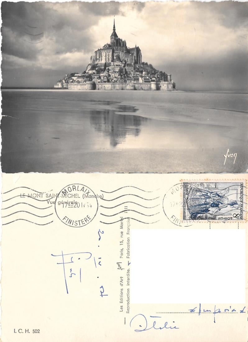 Le Mont Saint Michel. Viaggiata 1954