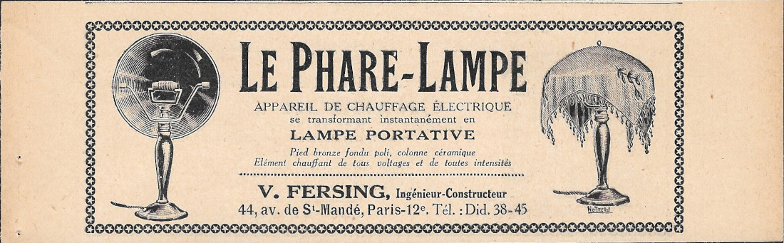 Le Phare-Lampe appareil de chauffage electrique - Advertising 1928