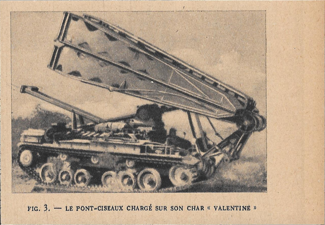 Le pont ciseaux chargé sur son Char Valentine / Pont …