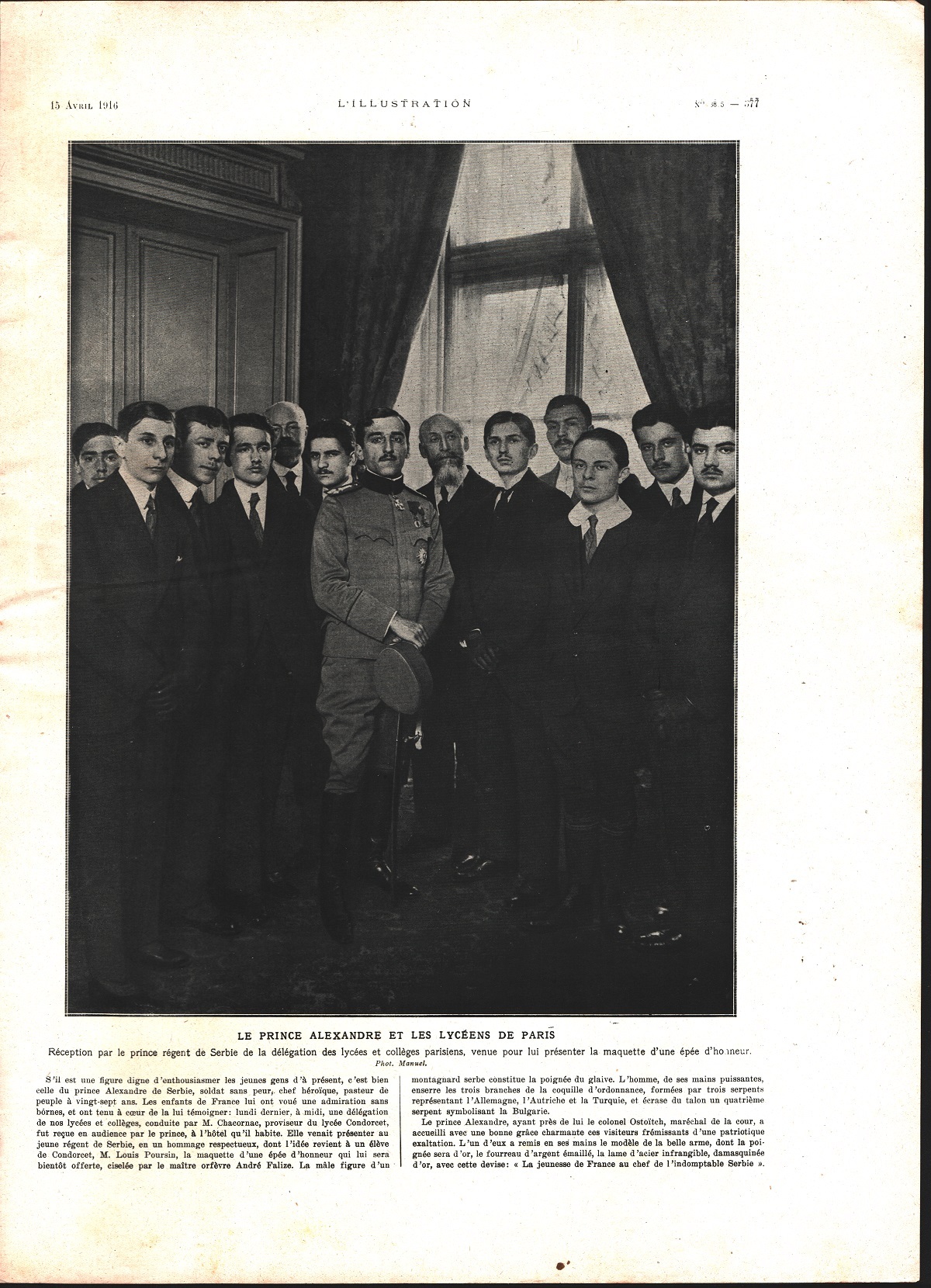 Le prince Alexandre et les lyceens de Paris (WWI). Immagine …