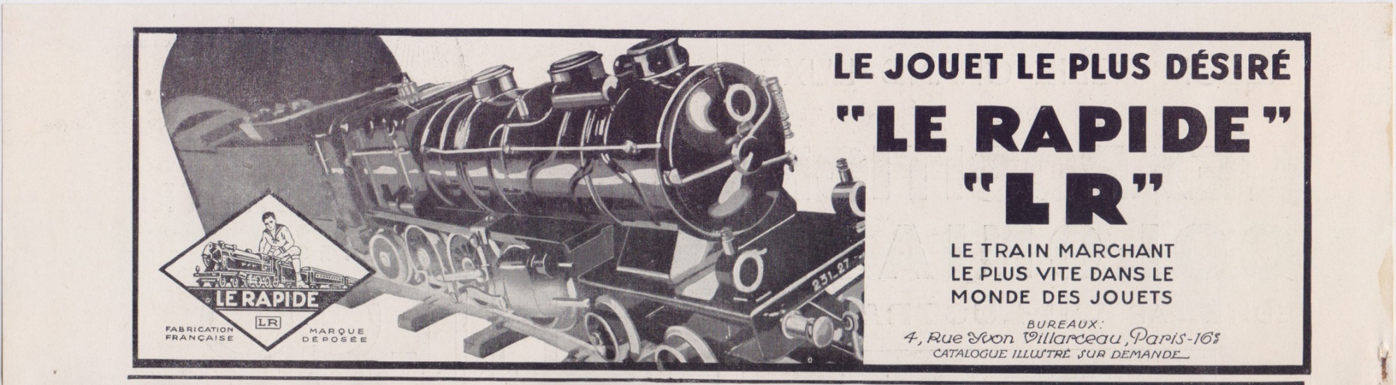 Le Rapide LR. Le jouets les plus desire. Advertising 1931