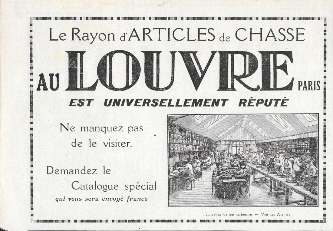 Le rayon d'articles de chasse au Louvre - Advertising 1924