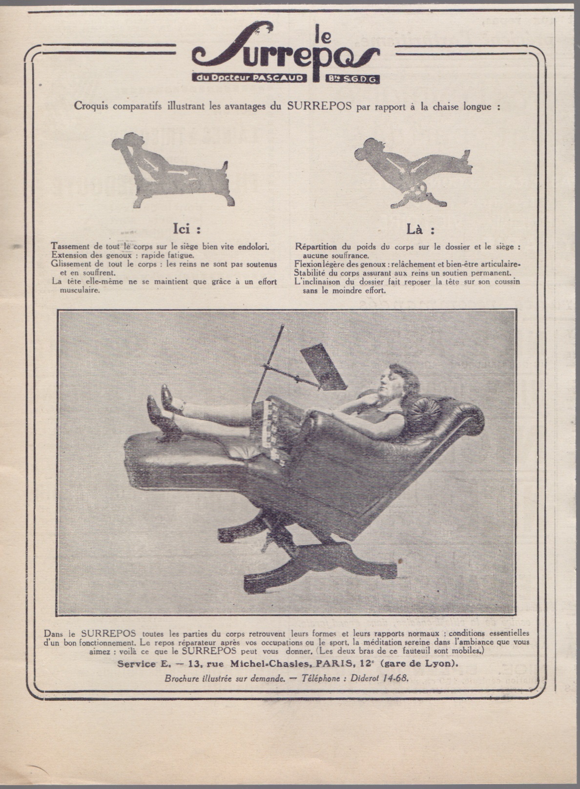 Le surrepos. Advertising 1926