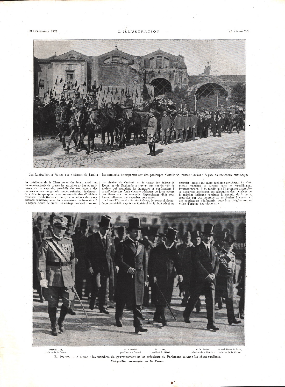 Les funerailles a Rome des victimes de Janina. Immagine 1923