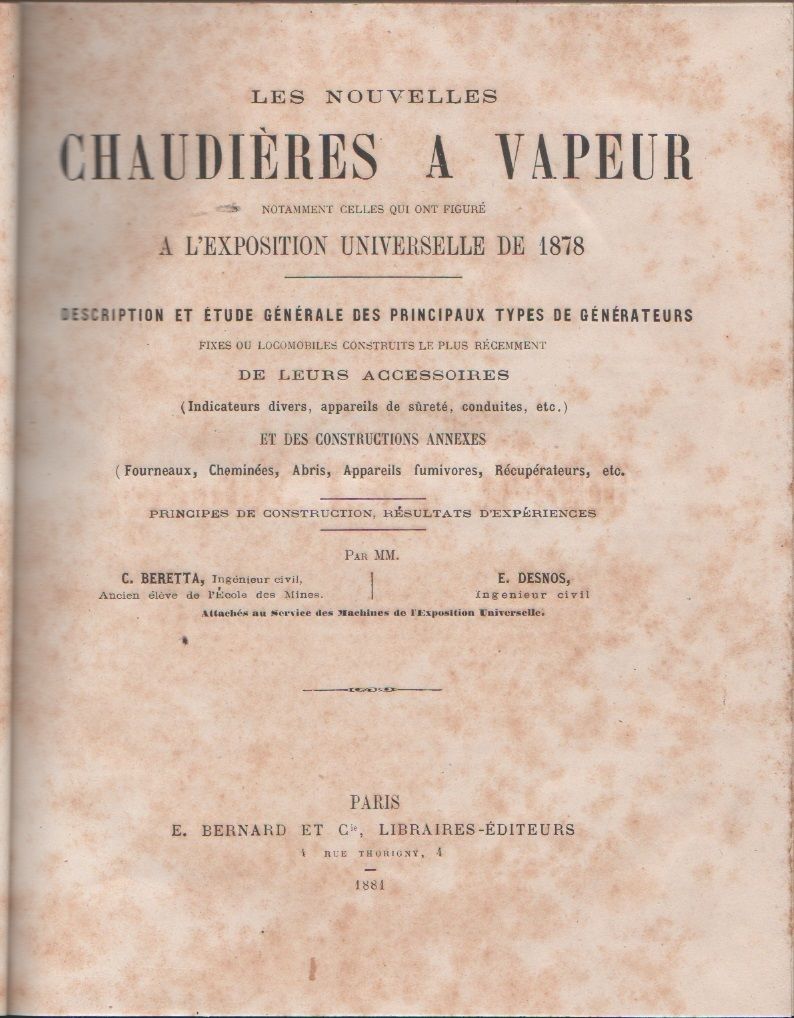 Les nouvelles chaudieres a vapeur notamment.... - C. Beretta, E. …