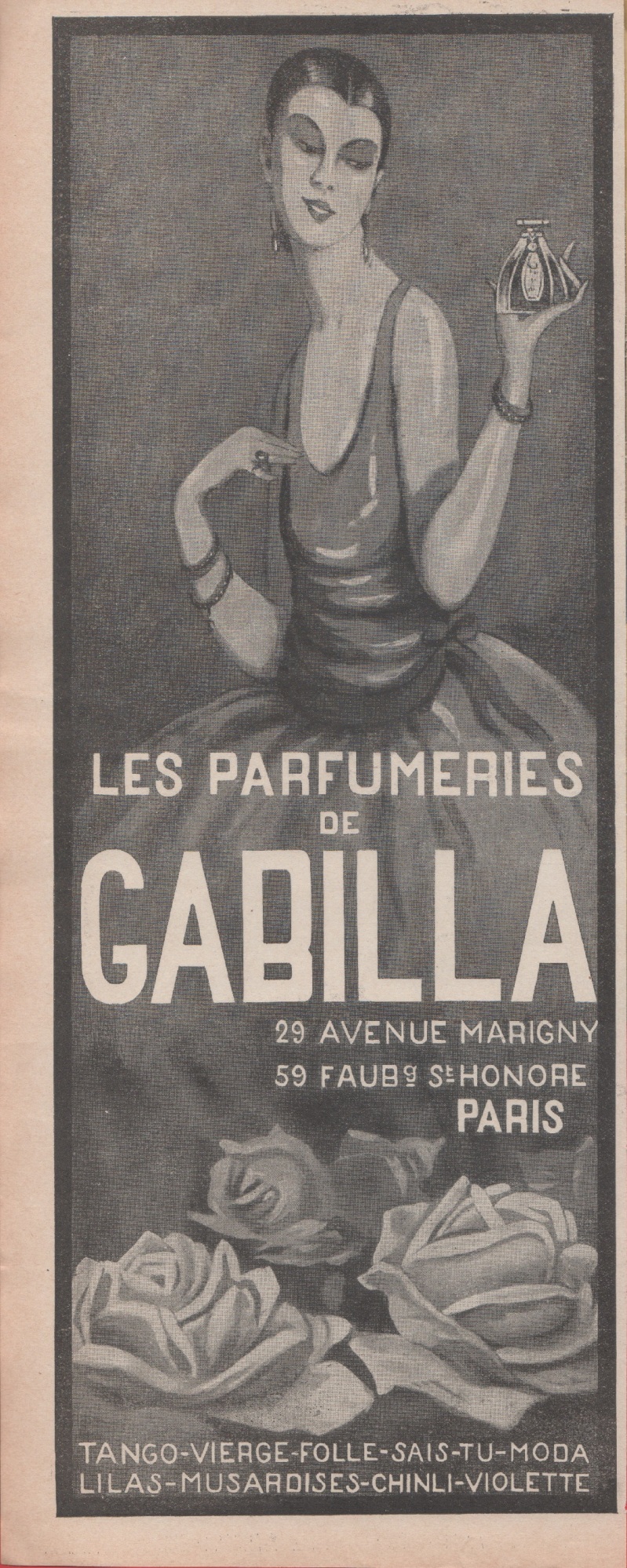 Les parfumeries de Gabila, Paris. Advertising 1926