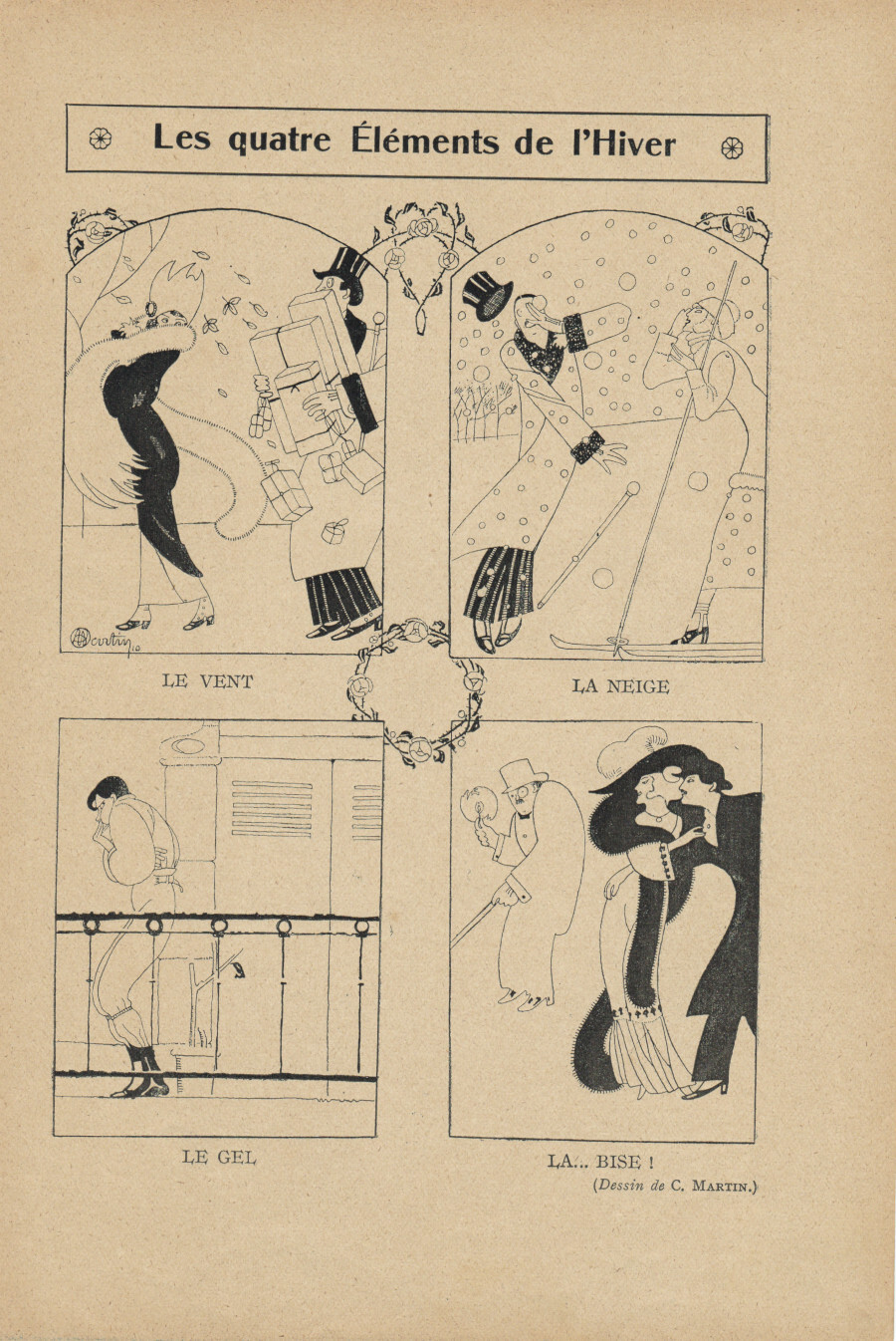 Les quatre elements de l'hiver. (ill. C. Martin). Stampa 1913