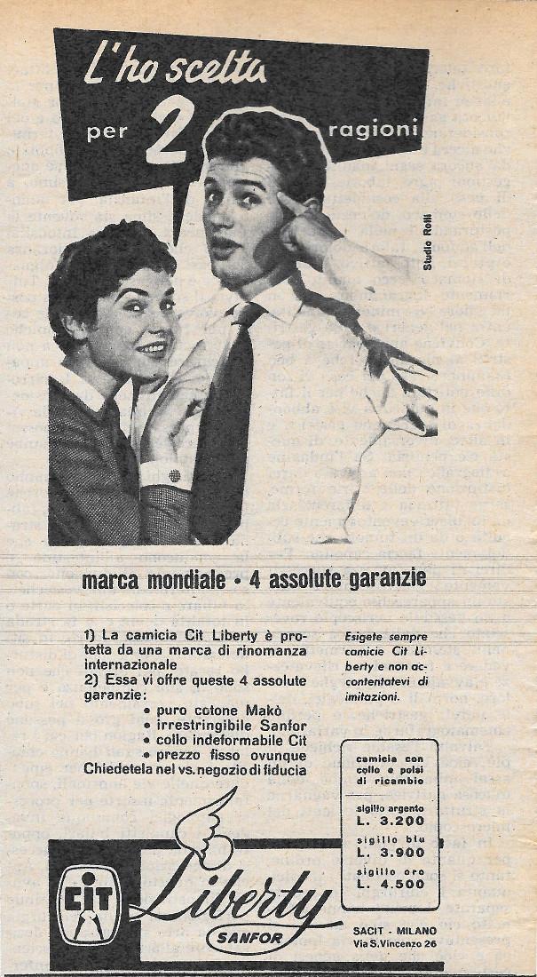 Liberty Sanfor, l'ho scelta per 2 ragioni. Advertising 1956