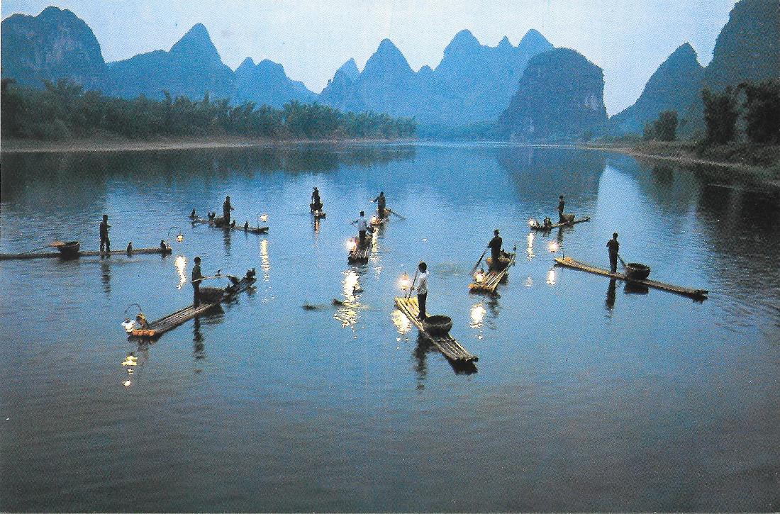 Lijiang River. Lights on Fishing Boats at the White Shoal. …