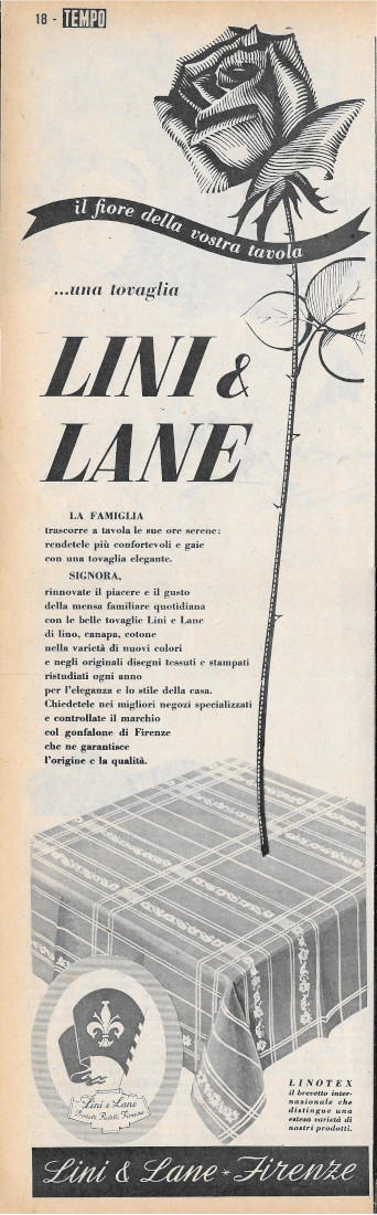Lini &amp; Lane, Firenze - Advertising 1956