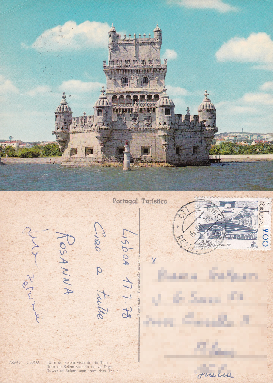 Lisboa. Torre de Belem. Viaggiata 1978