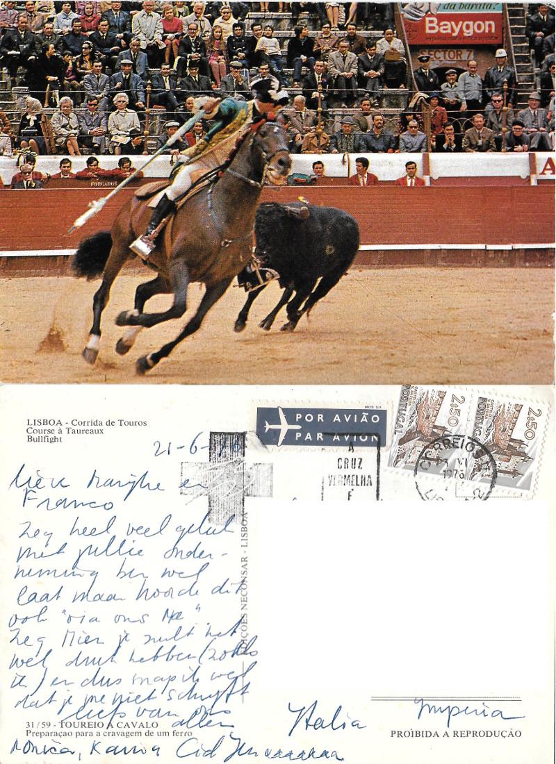 Lisbona. Corrida de Touros. Viaggiata 1976