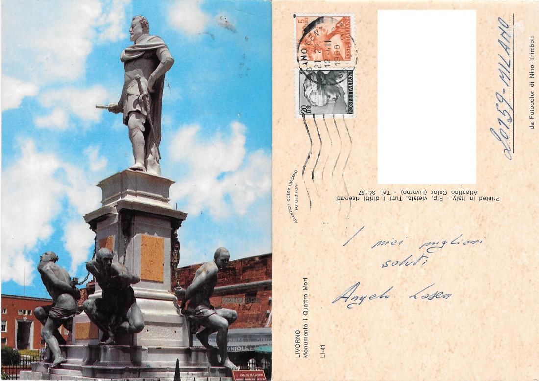 Livorno. Monumento i Quattro Mori. Viaggiata 1968