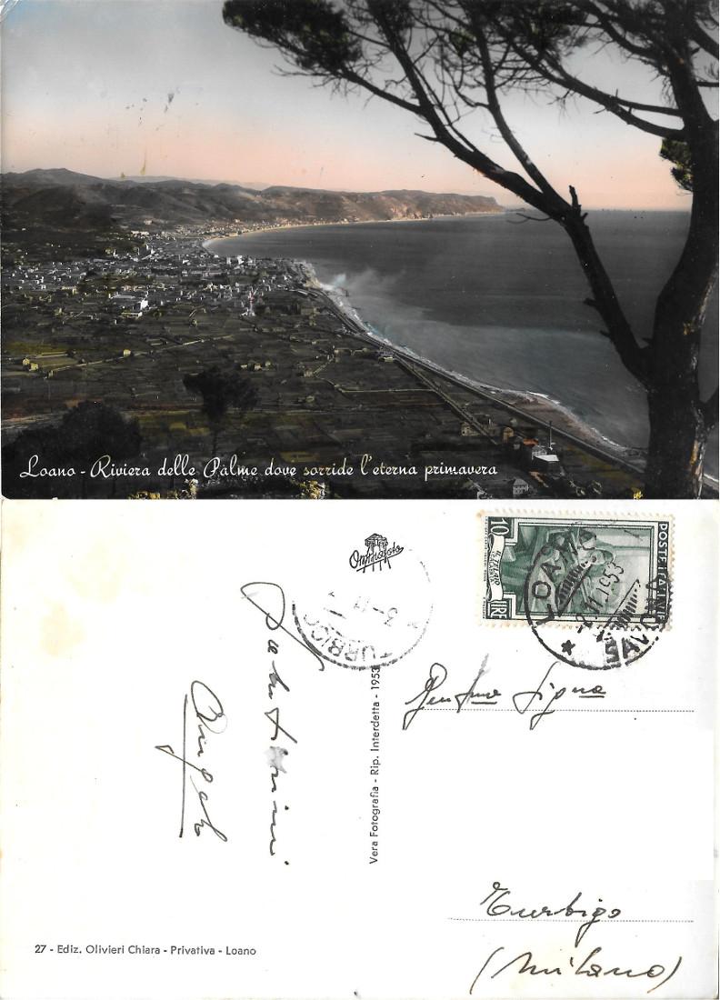 Loano. Riviera delle Palme. Viaggiata 1953