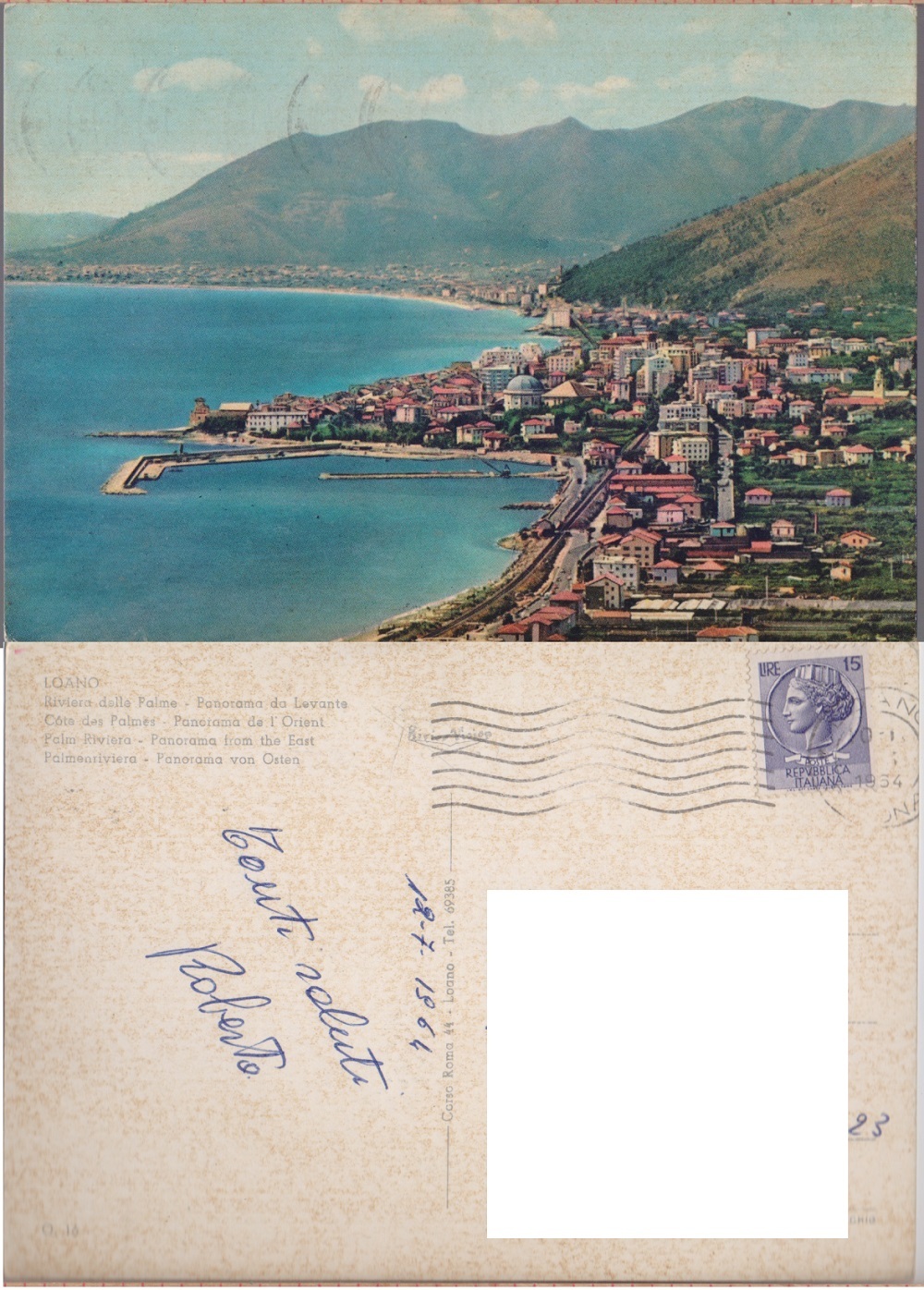 Loano (SV). Panorama da levante. Viaggiata 1964