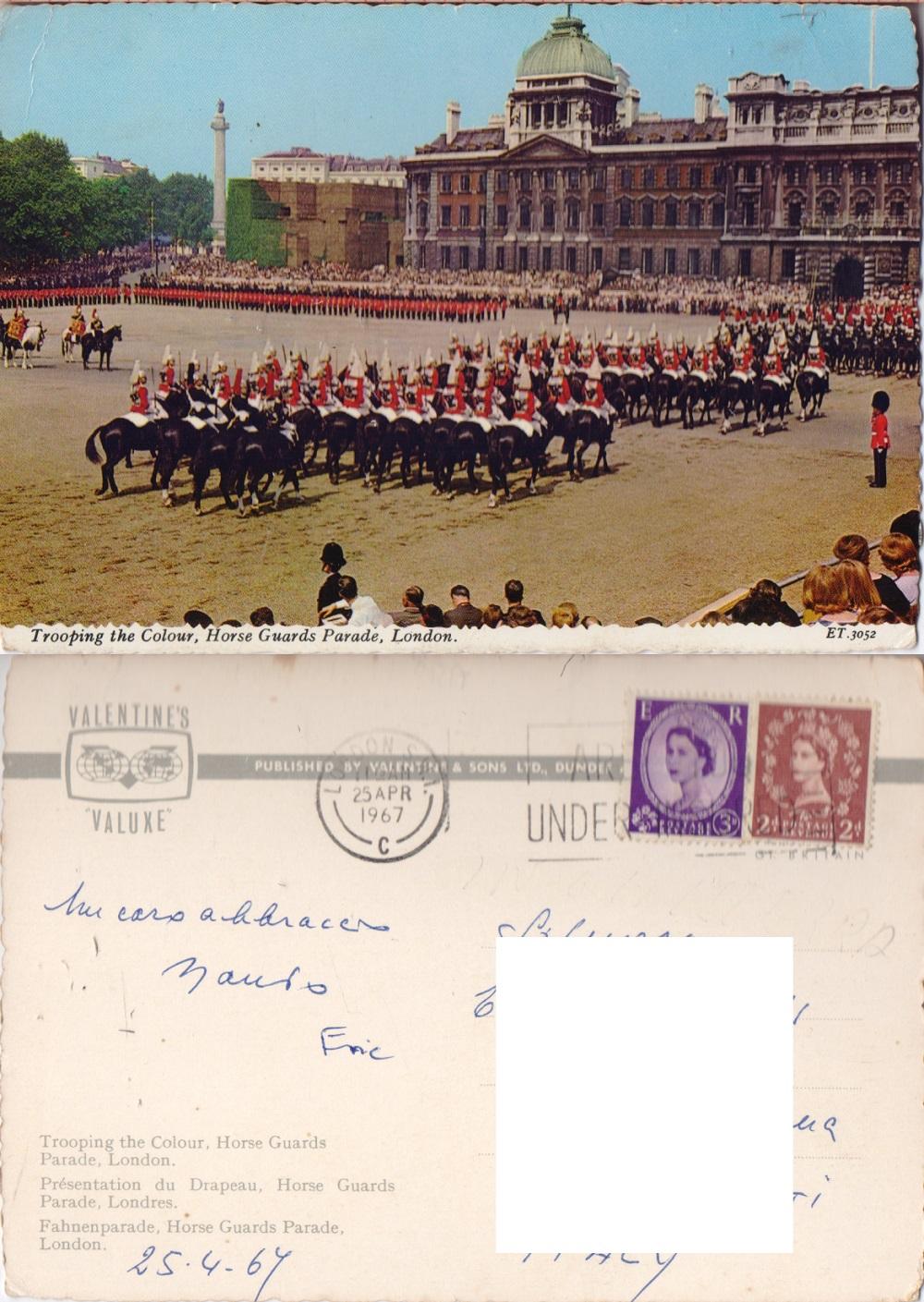 London. Horse Guards Parade. Viaggiata 1967