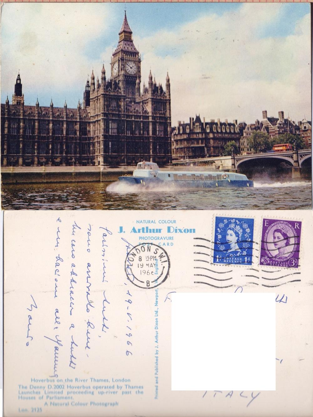 London. Hoverbus on the Rives Thames . Viaggiata 1966