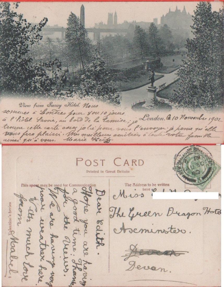 London. View from Savoy Hotel - Viaggiata 1902