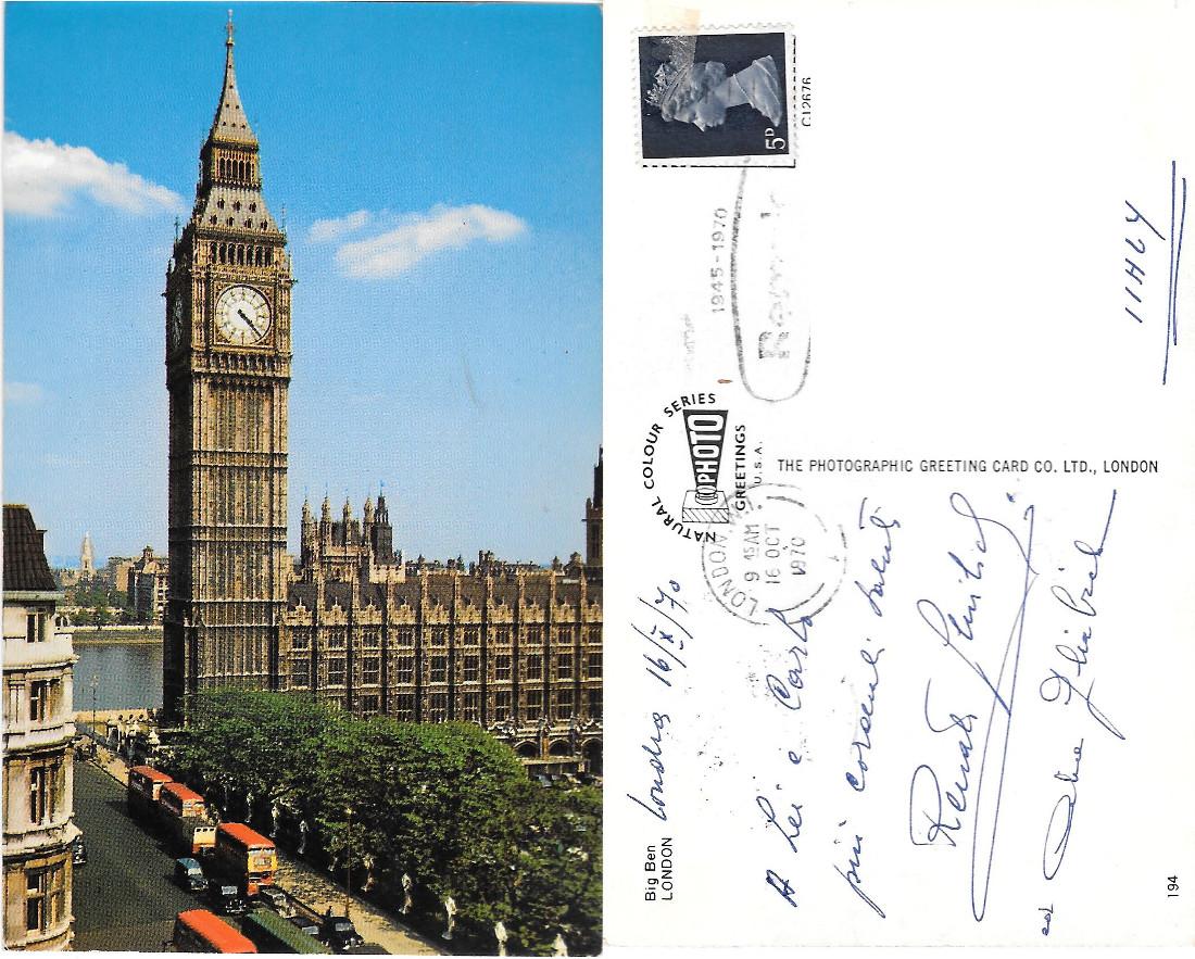 Londra. Big Ben. Viaggiata 1970